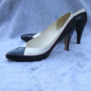 YSL Vintage Navy and White Pumps 6.5N